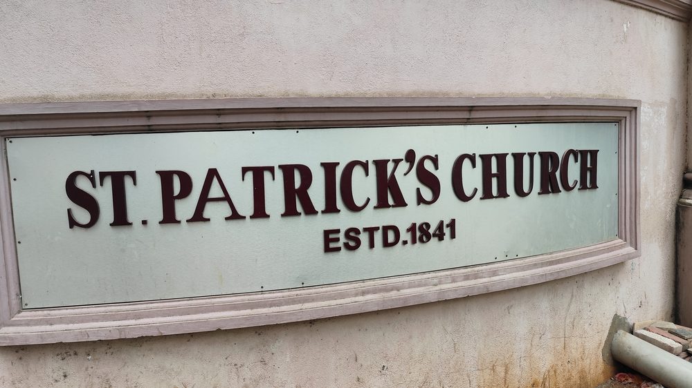 St Patrick's Church signage, established 1841